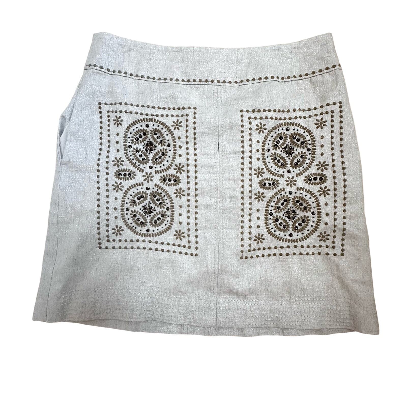 Floreat Athropologie|First Rays Embroidered Skirt|SZ 6