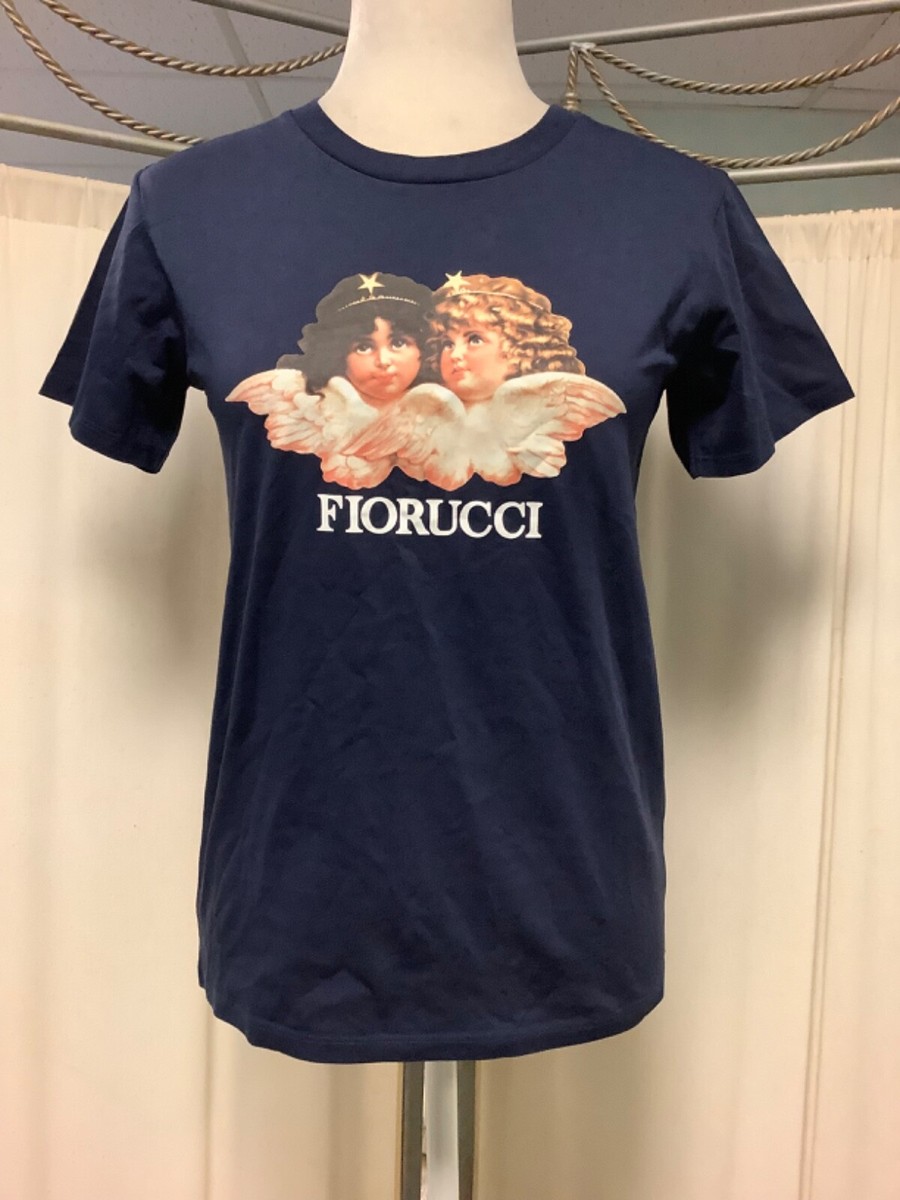Fiorucci Vintage Angels Navy Blue Crewneck Graphic Logo T-Shirt XS 