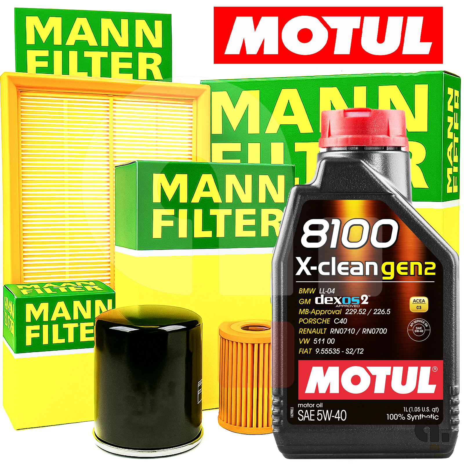 Tagliando Fiat 500 Panda 1.2 Benzina Dal 2011 3 Filtri Mann 3lt Olio Motul 5w40 - Immagine 1