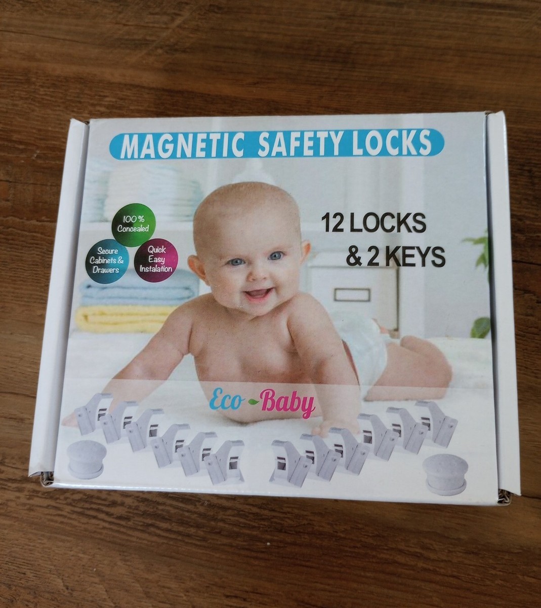 Eco-Baby Set Of 12 Magnetic Safety Locks With Keys NIB