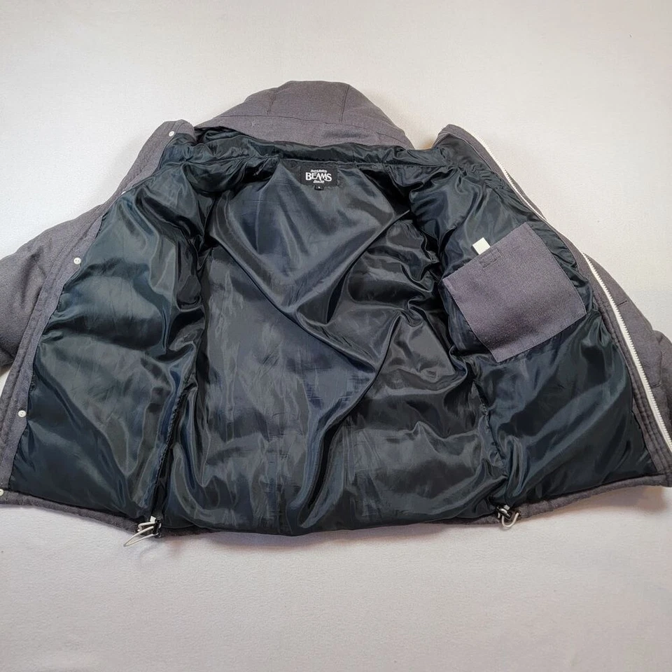 BEAMS Wool Blend Down Jacket Sz S (Japan Sizing) Gray Puffer Japanese Streetwear - Image 4 of 4