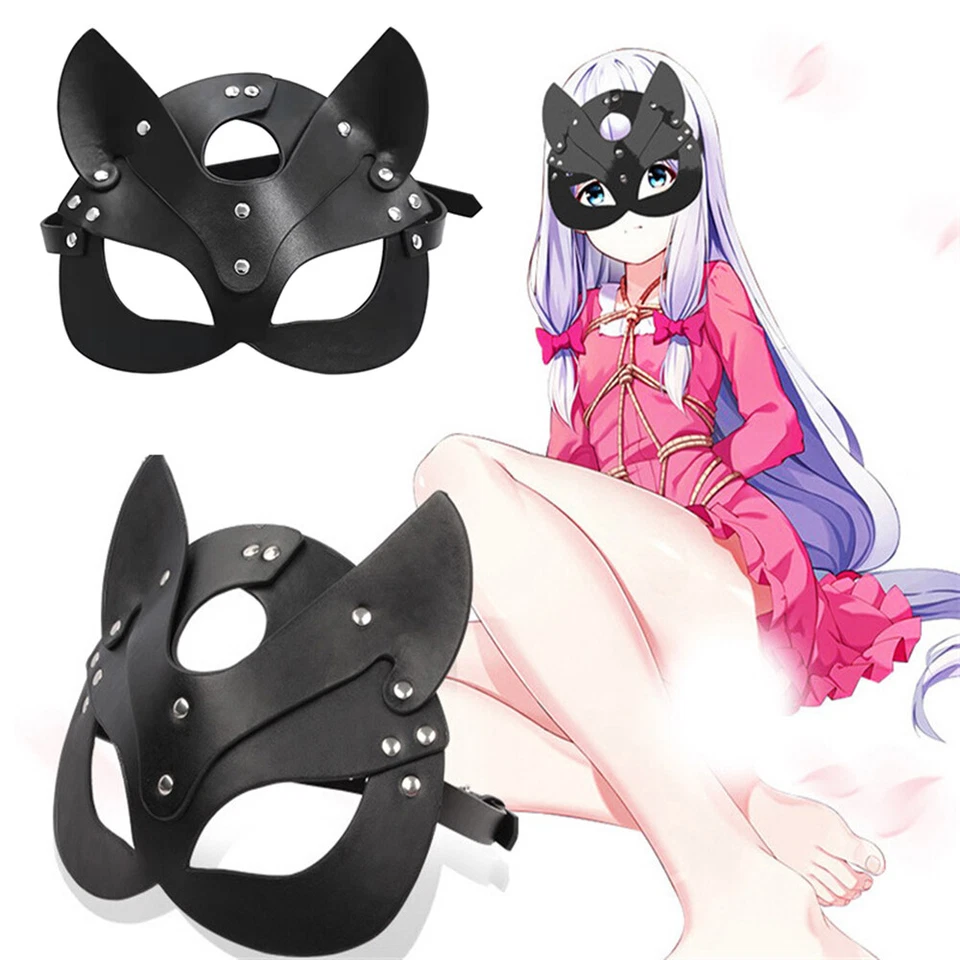 Women Sexy Leather Masks Cosplay Cat Bdsm Fetish Halloween Party Masquerad ❀ - Image 2 of 4