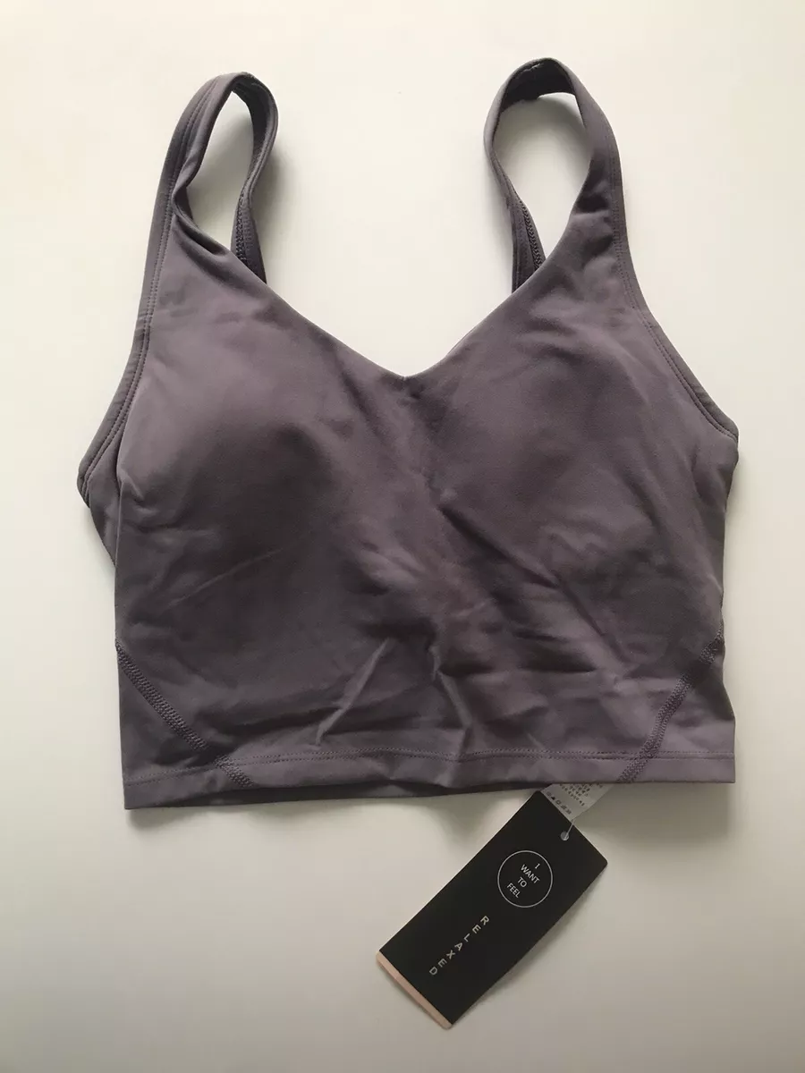 I Want To Feel Relaxed Sports Bra Ice Gray Workout Gym Shelf Bra Tank Top  Size 4