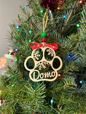 Personalized Pet Paw Ornament Custom Christmas Tree Decor Xmas Gift for Pets