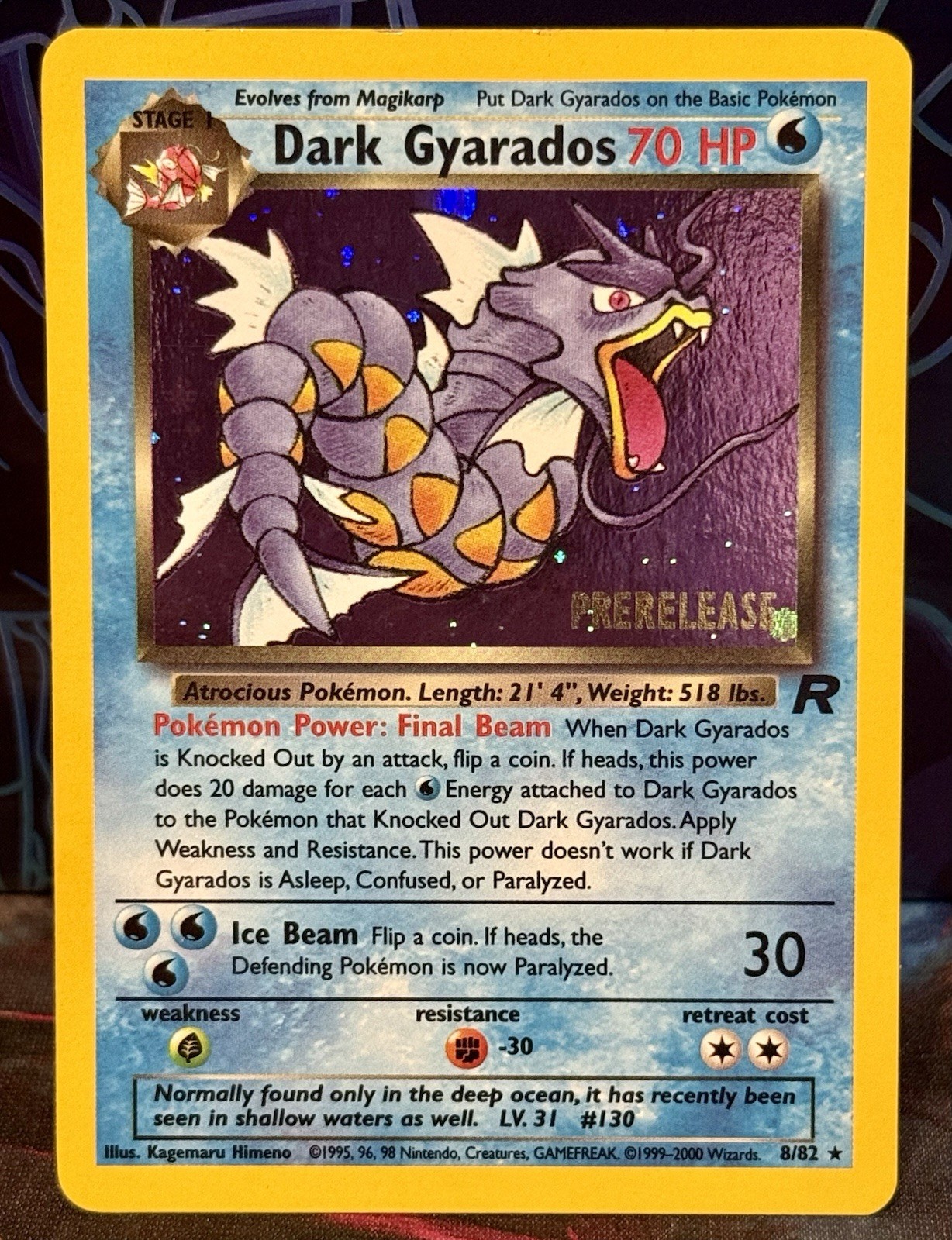 Prerelease Dark Gyarados 8/82 Team Rocket Pokemon Card Stamped Holo Foil Rare MP