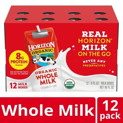 Long Life Whole Milk Drink Boxes Pack of 12 8 Ounce Each UHT Shelf Stable