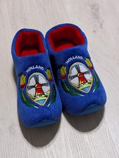 Holland Womens Blue Embroidered Windmill Tulip Clog Slippers Non-Slip. Size 7-9