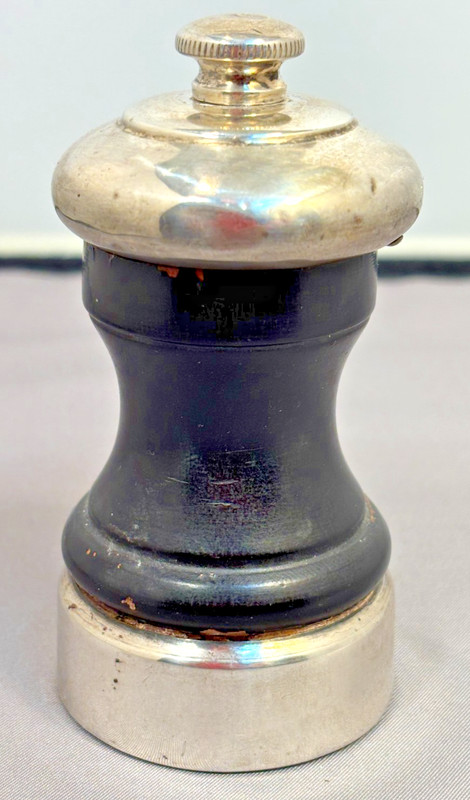 Vintage Pepper Grinder Wooden Body Sterling Silver Peugeot Mechanism