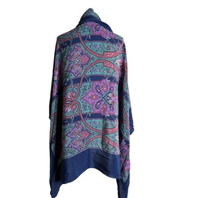 Vintage Silk Womens 100% Silk Scarf JENAST Paris Floral Paisley Statement Wrap