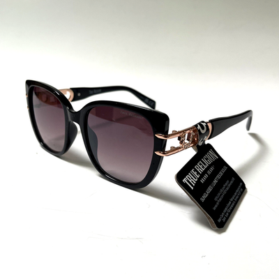 NWT True Religion Cat Eye Sunglasses Black Gold Logo 4U Logo Gradient True Religion Cat Eye Sunglasses for Women for sale | eBay main image 3