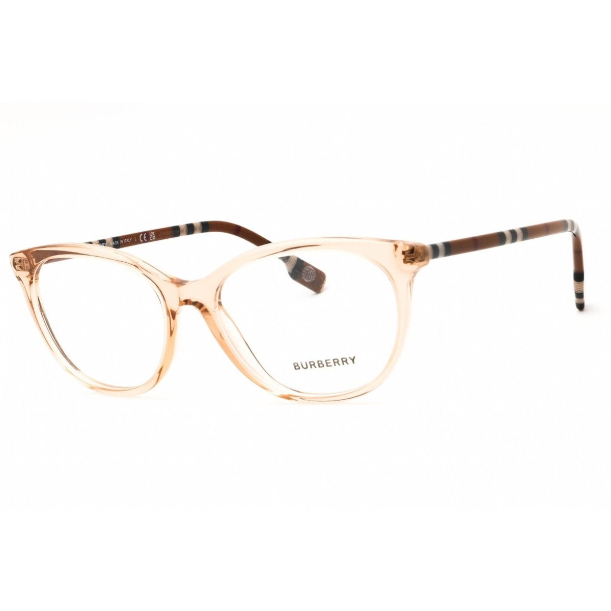 Burberry Women's Eyeglasses Transparent Peach Acetate Oval Frame