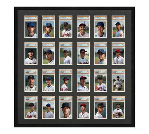 24 Vertical PSA Graded Card Display Black Picture Frame UV Protection Card Case