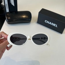 CHANEL BC2108 White / Dark Grey Oval Sunglasses 56-16-145mm