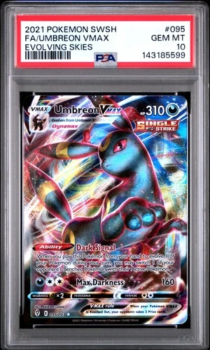 2021 POKEMON SWORD & SHIELD EVOLVING SKIES #095 FULL ART/UMBREON VMAX PSA 10