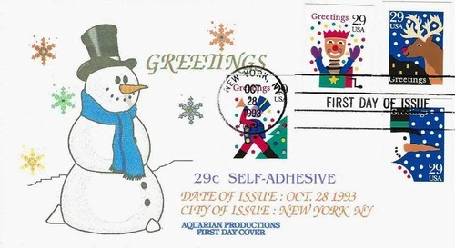 1993 Christmas Greetings Issue #2799-02 FDC Aquarian Productions M5503