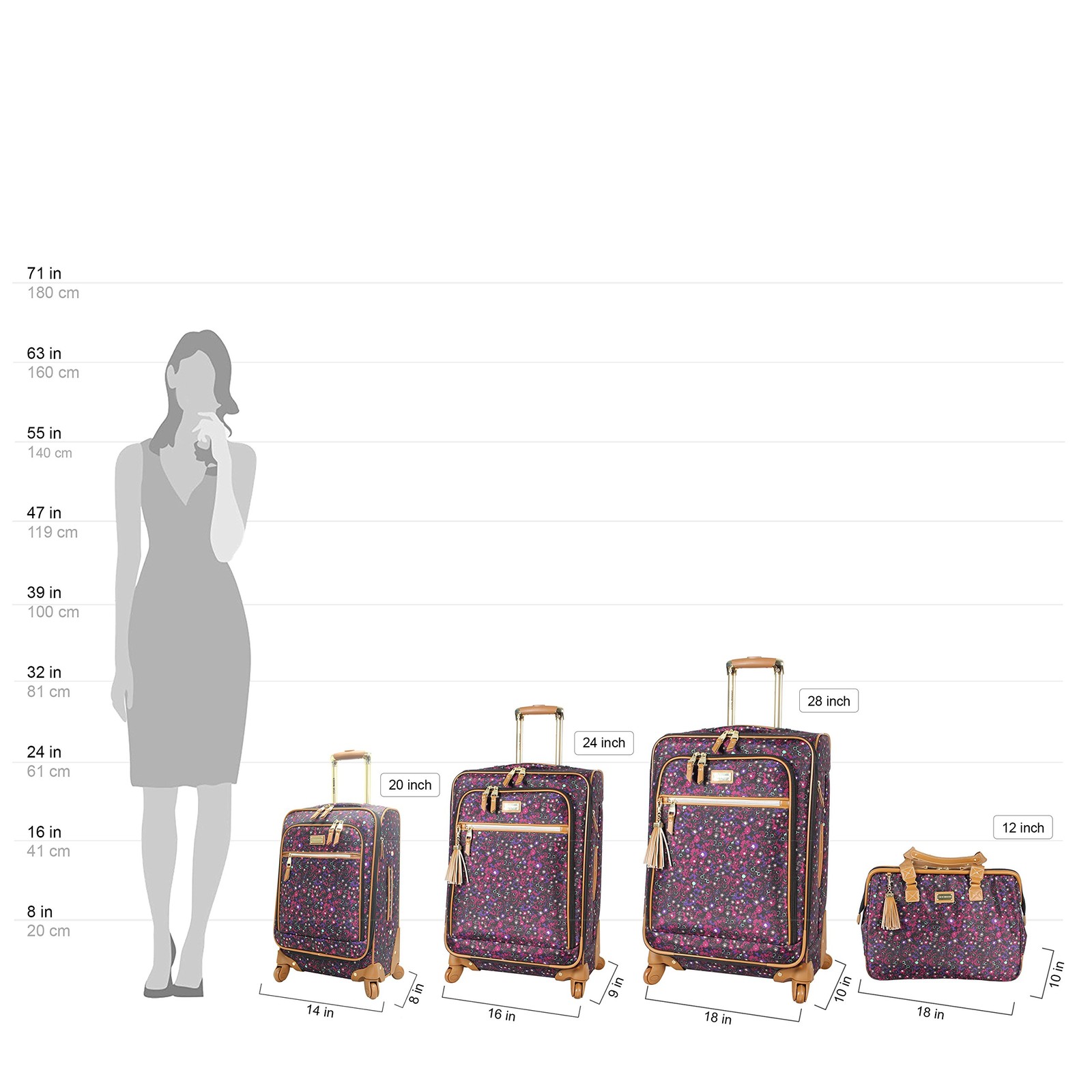 Steve Madden Designer Luggage Collection - Lightweight Softside Expandable Su...