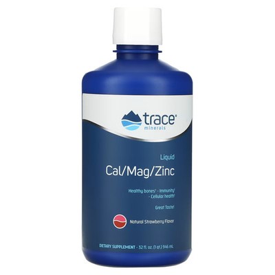 2 X Trace Minerals Research, Liquid Cal/Mag/Zinc, Natural Strawberry , 32 fl oz