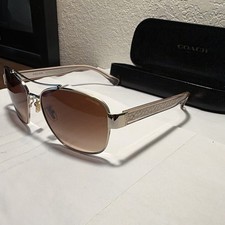 Coach Gold Aviator Sunglasses for Women for sale | eBay display picture 3