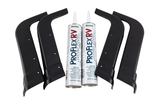 Black Roof Corner Caps for Forest River Pop Up Campers - Set of 4 with Sealant