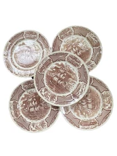 Alfred Meakin 10.5” FAIR WINDS Brown Dinner Plate Set Of 5