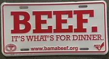 BEEF Its Whats For Dinner METAL License Plate...