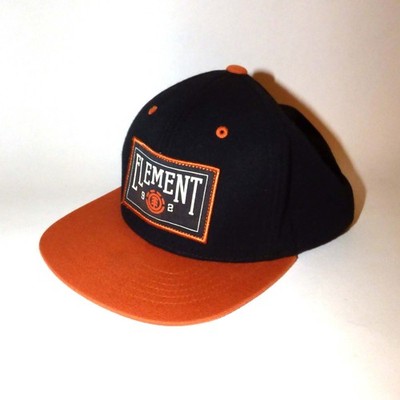 Element Skate Snapback Cap Black Orange   Element 92 Patch   One Size Yupoong