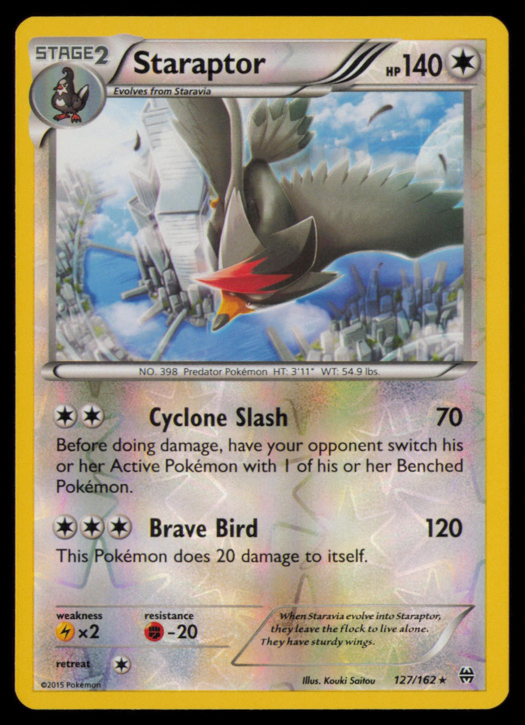 Staraptor 127/162 Rare BREAKthrough Pokemon Reverse Holo Near Mint