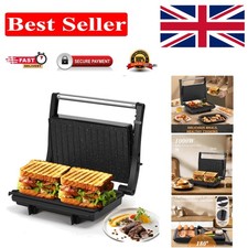 Versatile 1000W Panini Press with Non-Stick Plates - Grill & Toast Effortlessly