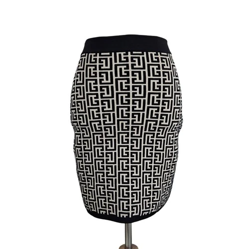 Balmain Black and Grey Monogram Mini Skirt - product listing photo
