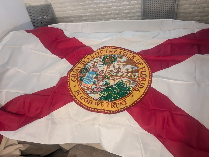 Heavy Duty Polyester With Embroidered Seal Of Florida Flag 90" X 56"