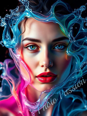 Foto A4 Portrait Frau Splash Modern Farben Poster Kunstdruck (4022)