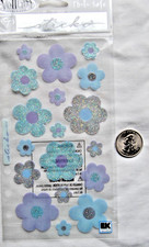 sticko stickers FLOWERs purple blue flower glitter vellum cute