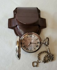 silver tone colibri quartz pocket watch with case number 1 dad with chain