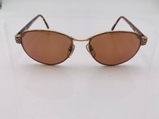 Vintage Laura Ashley Sun24 Brown Gold Metal Oval Sunglasses FRAMES ONLY