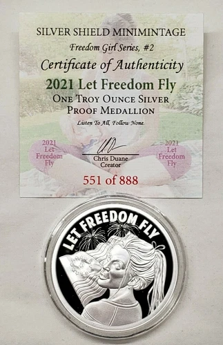 1oz 2021 Let Freedom Fly Silver Shield Proof Coin #2 Freedom Girl Series