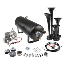 Train Horn Kit 4 Trumpets Semi Loud System 1.5G Air Tank 150PSI FITS Truck Car