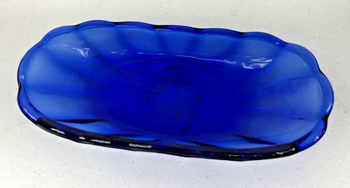 Anchor Hocking Fountainware Cobalt Blue Vintage Banana Split Relish Dish