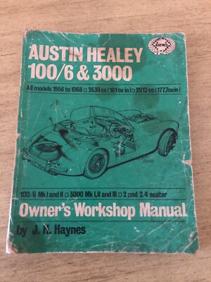Austin Healey 100/6 3000 MK1 1956-1968 Tune-up Shop Service Repair