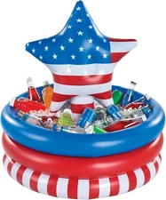 Red, Blue & White Tabletop Star Inflatable Cooler 29.5" x 25.6" Parties & Events