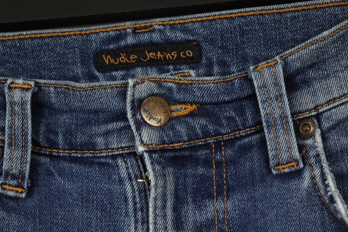 NUDIE Denim LEAN DEAN Stretch Straight Slim Fit Jeans W30 L32 Zip