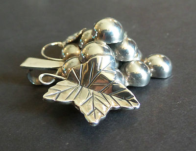 Broche Ancienne En Argent Massif Taxco Mexico - Motif Branche Feuille, Superbe état