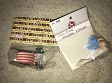 CONCORD Miniature Dollhouse Metal BABY STROLLER With Baby Red Stripe New #4779