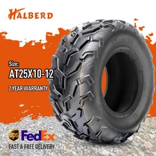Halberd 25x10-12 UTV ATV Tire 6Ply 25x10x12 All Terrain Heavy Duty Off-Road 25"