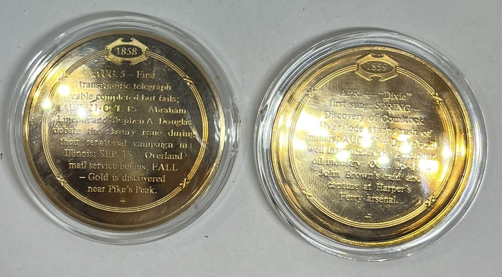 2pc Lot of 185859 Franklin Mint History of the United States Solid