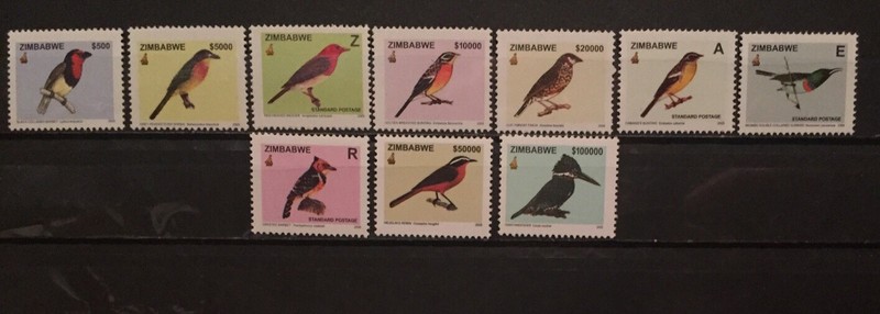 Zimbabwe,birds, S.C.# 976-85 C.V.$85++,MNH ,Complete set of 10. Issued in 2005 