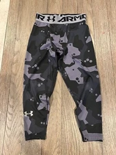 Mens Under Armour Jock 3/4 Spandex Tights Compression Pants Black Gray S