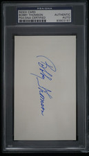 BOBBY THOMPSON SIGNED INDEX CARD WITH PSA AUTHENTIC SLABBED AUTO