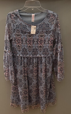 NEW Justice Girls Long Sleeve Dress Blue Size 14 Super Cute NWT | eBay