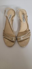 NINA NEW YORK SIZE 5.5 M LEATHER SOLE RHINESTONES METALIC WOMEN'S SANDALS