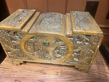 Antique Carved Chinese Camphor Chest Trunk 